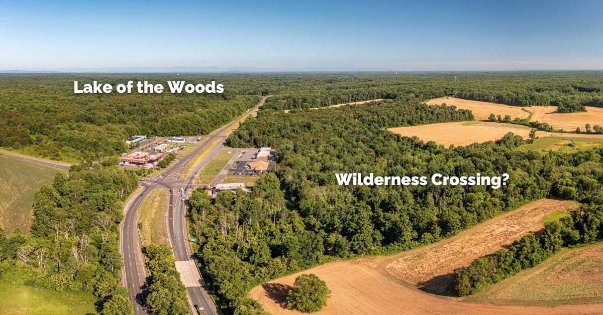 an aerial image of the wilderness crossing site
