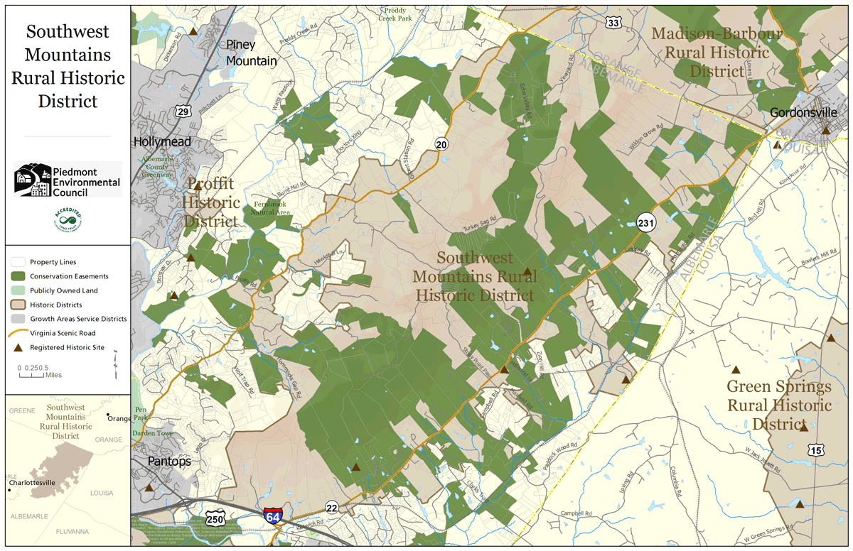 map of southwest mountains rural historic district