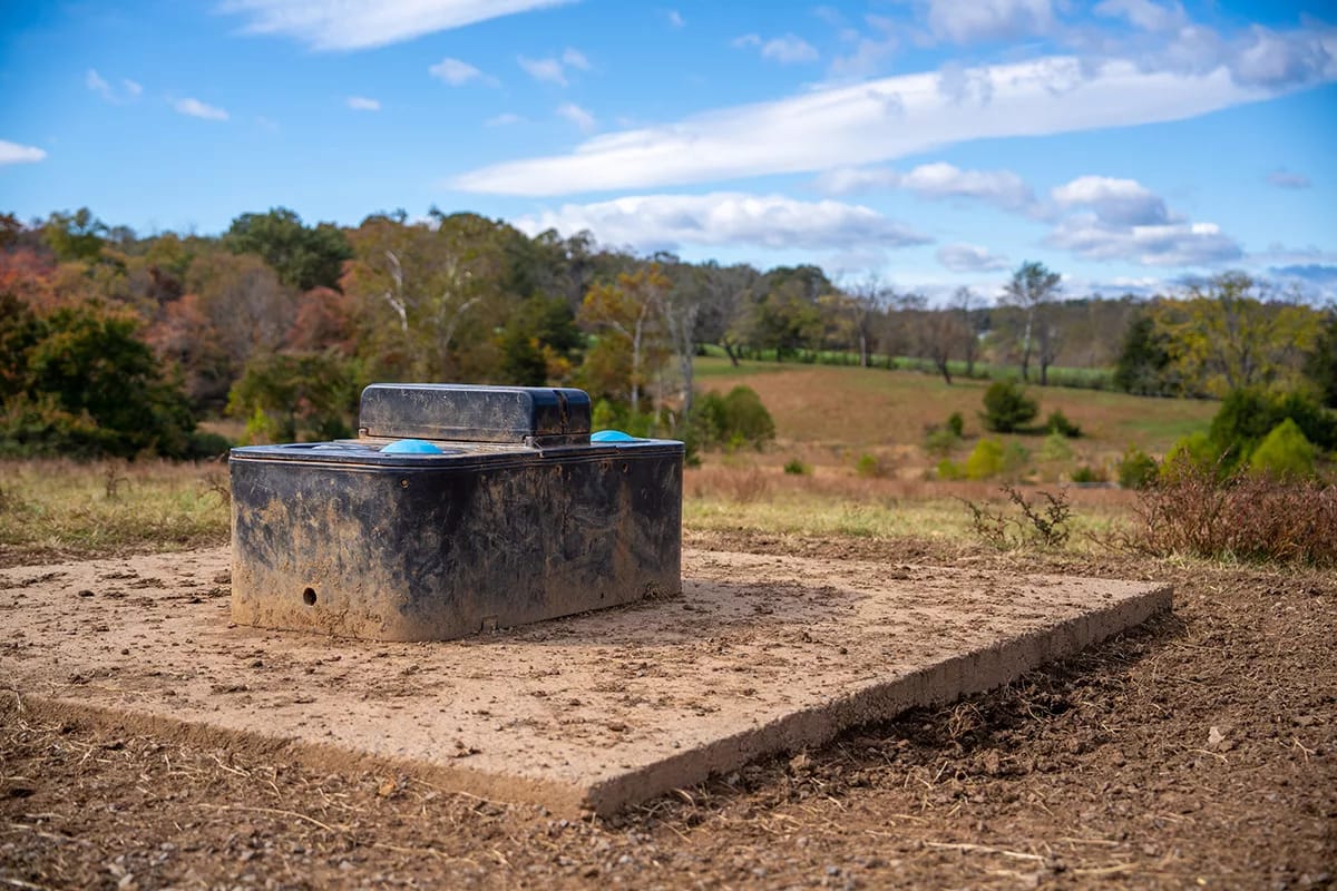 cattle water system on a slab of concrete on a rural farm 