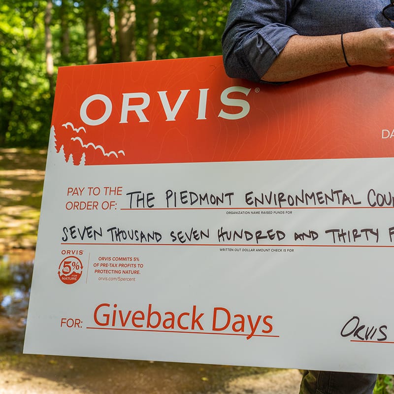 Oversized check from Orvis