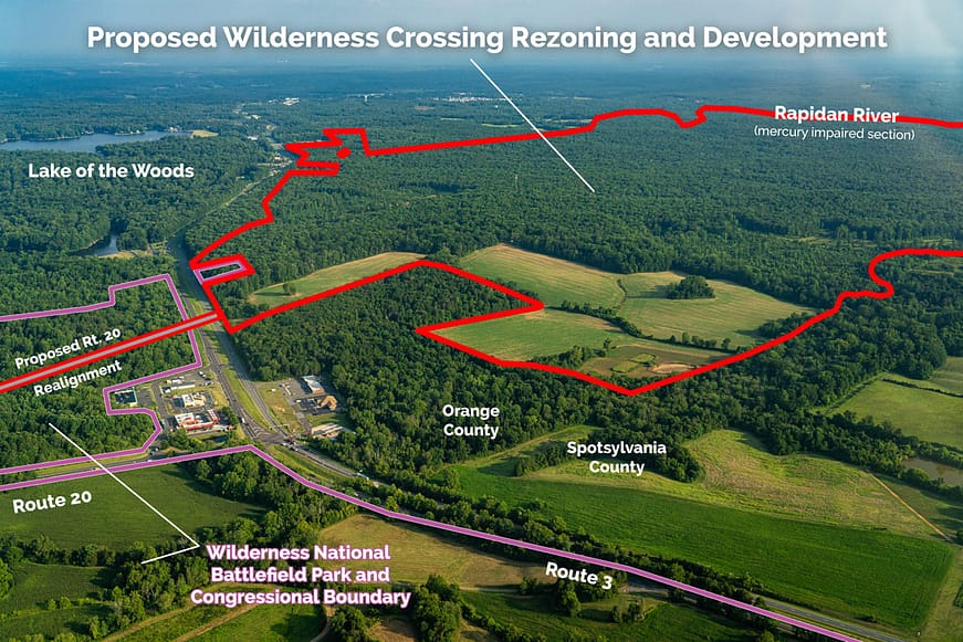 aerial photo of orange county where wilderness crossing  is proposed